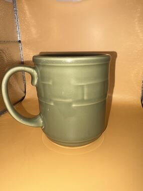 Longaberger Pottery Woven Traditions Sage Green Coffee Mug Cup - Retired - USA
